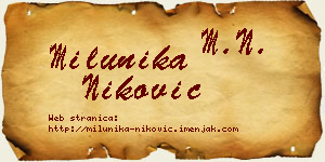 Milunika Niković vizit kartica